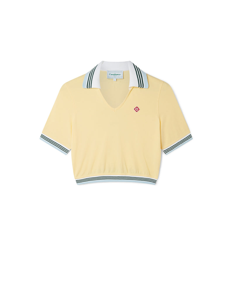 Cropped Pique Polo Shirt