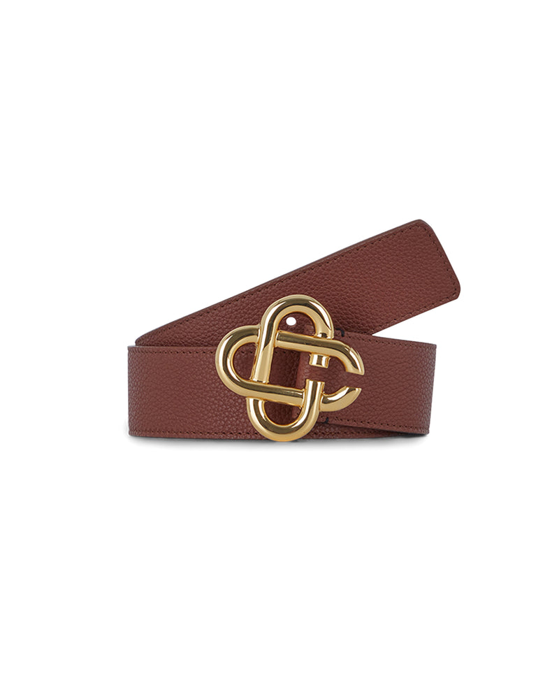 Brown Leather CC Logo Belt