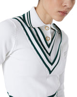 Retro Tennis Pleated Polo Shirt