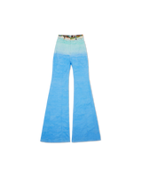 Voyage Dans Les Nuages Printed 70's Denim Flare Jean
