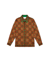 Burgundy Diamond Monogram Silk Shirt