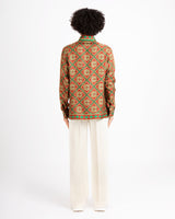 Burgundy Diamond Monogram Silk Shirt