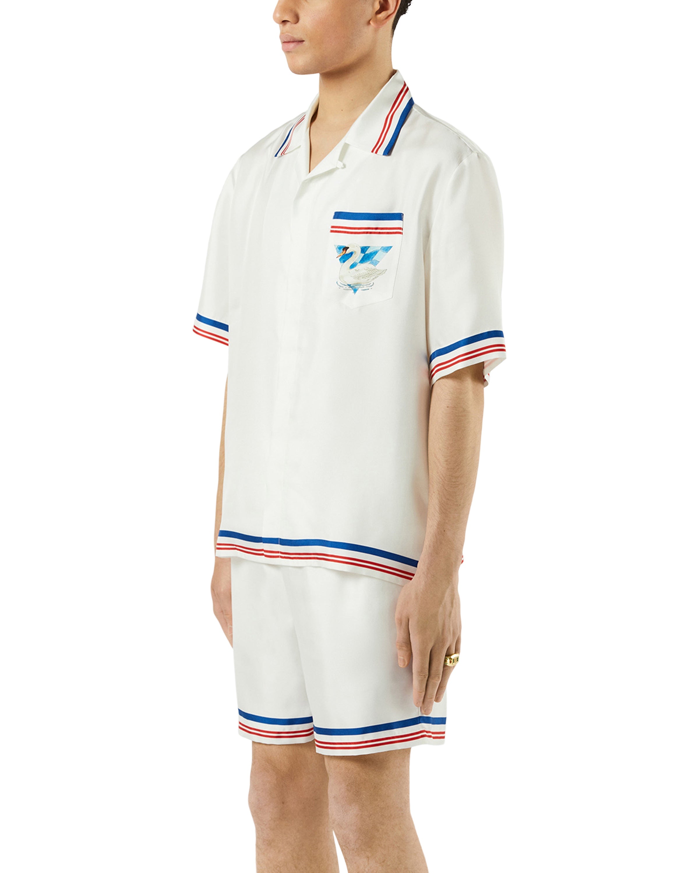 Casablanca Par Avion Short Sleeve Silk Shirt