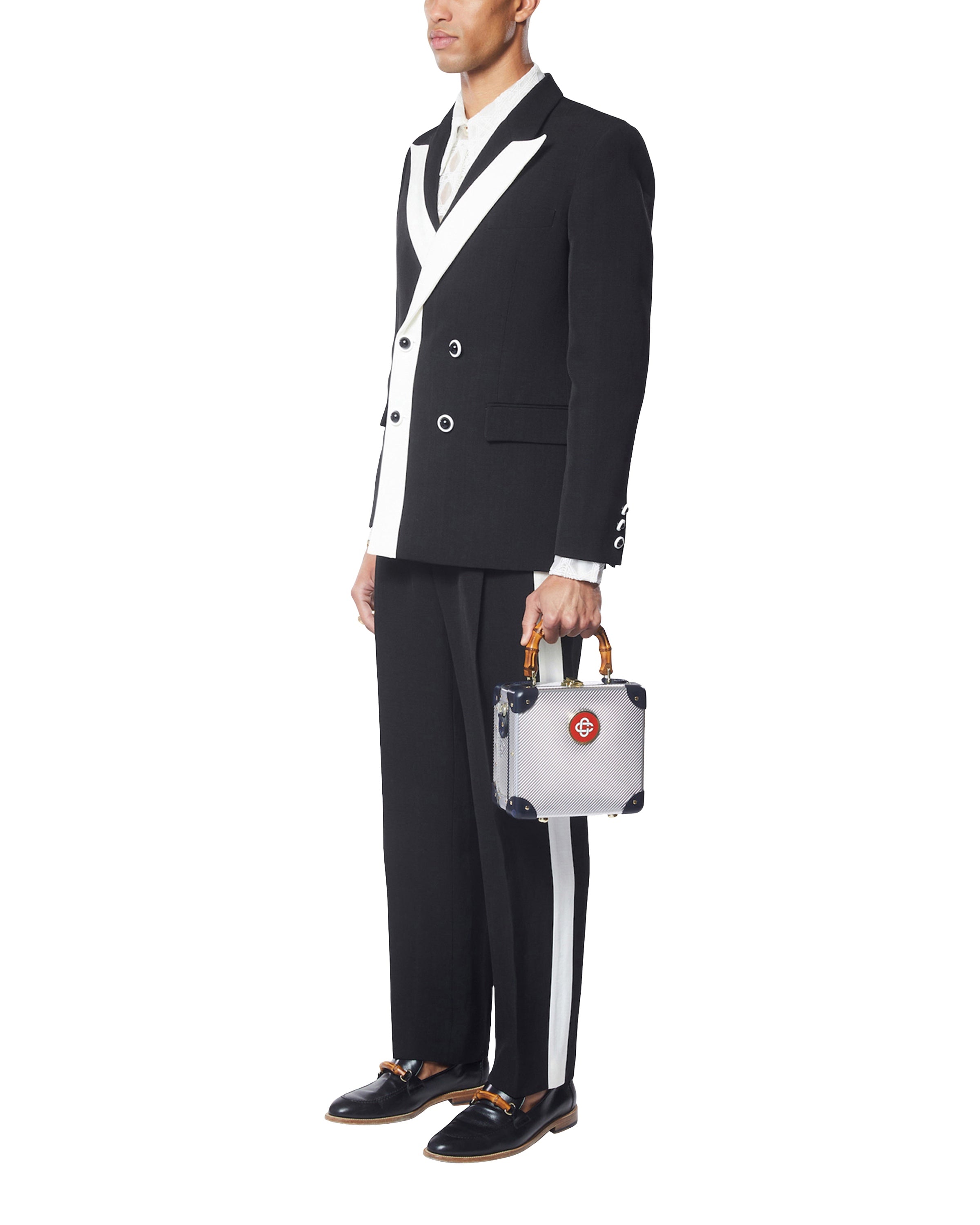 Black High Waisted Cummerbund Trousers