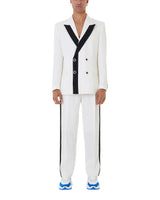 Off White Contrast Lapel Double Breasted Blazer