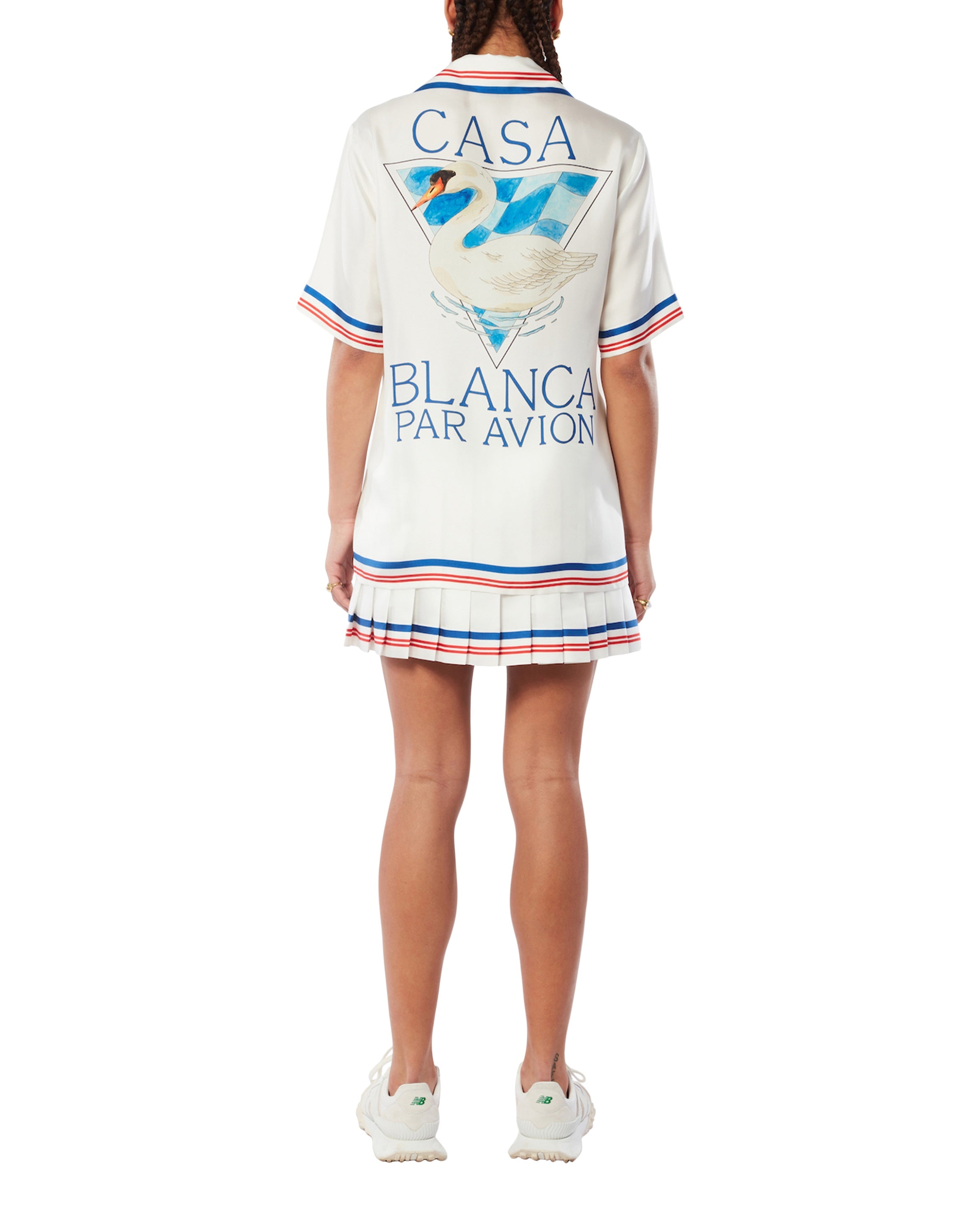 Casablanca Par Avion Cuban Collar Short Sleeve Silk Shirt