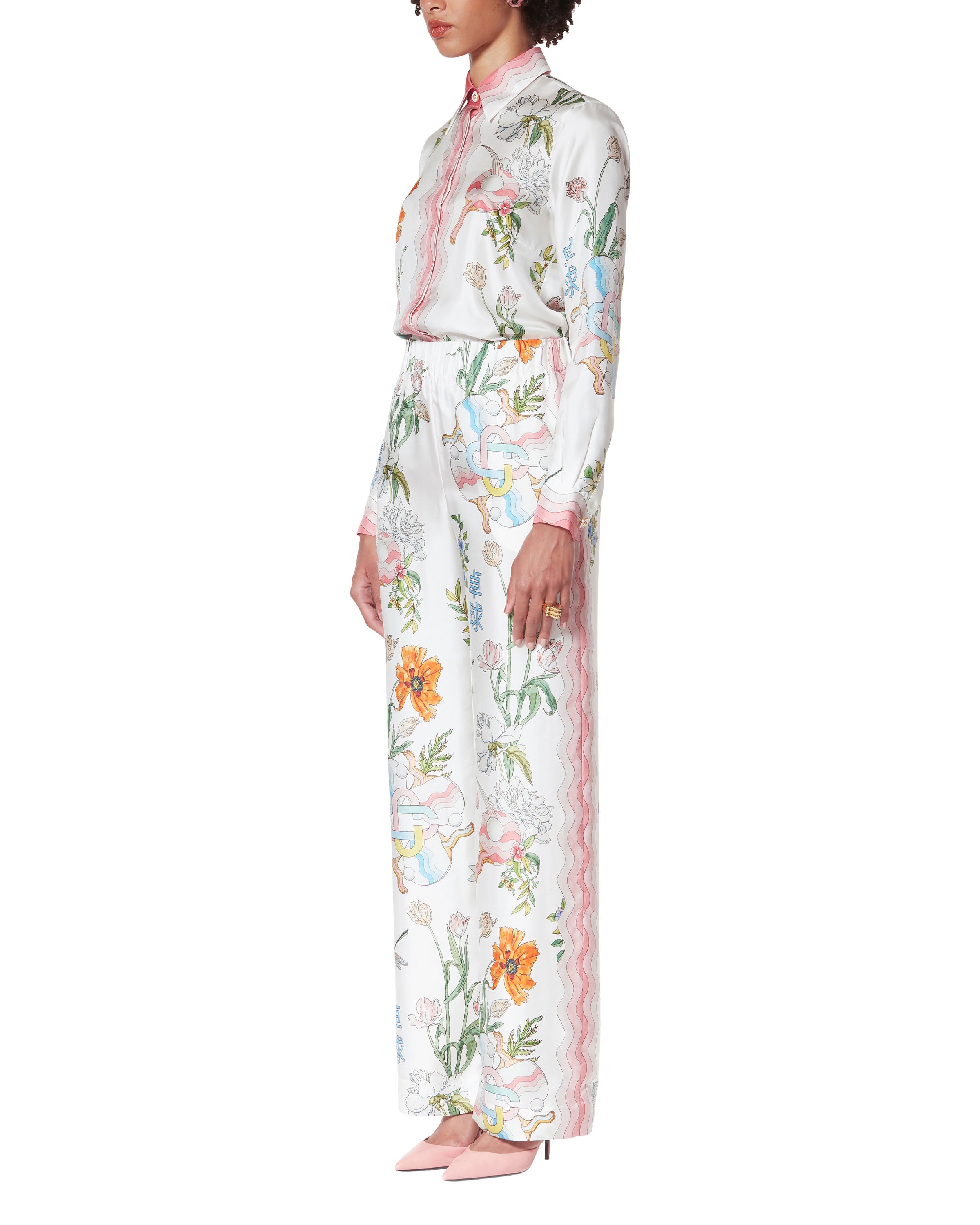 Ping Pong Fleurie Jour Silk Trousers