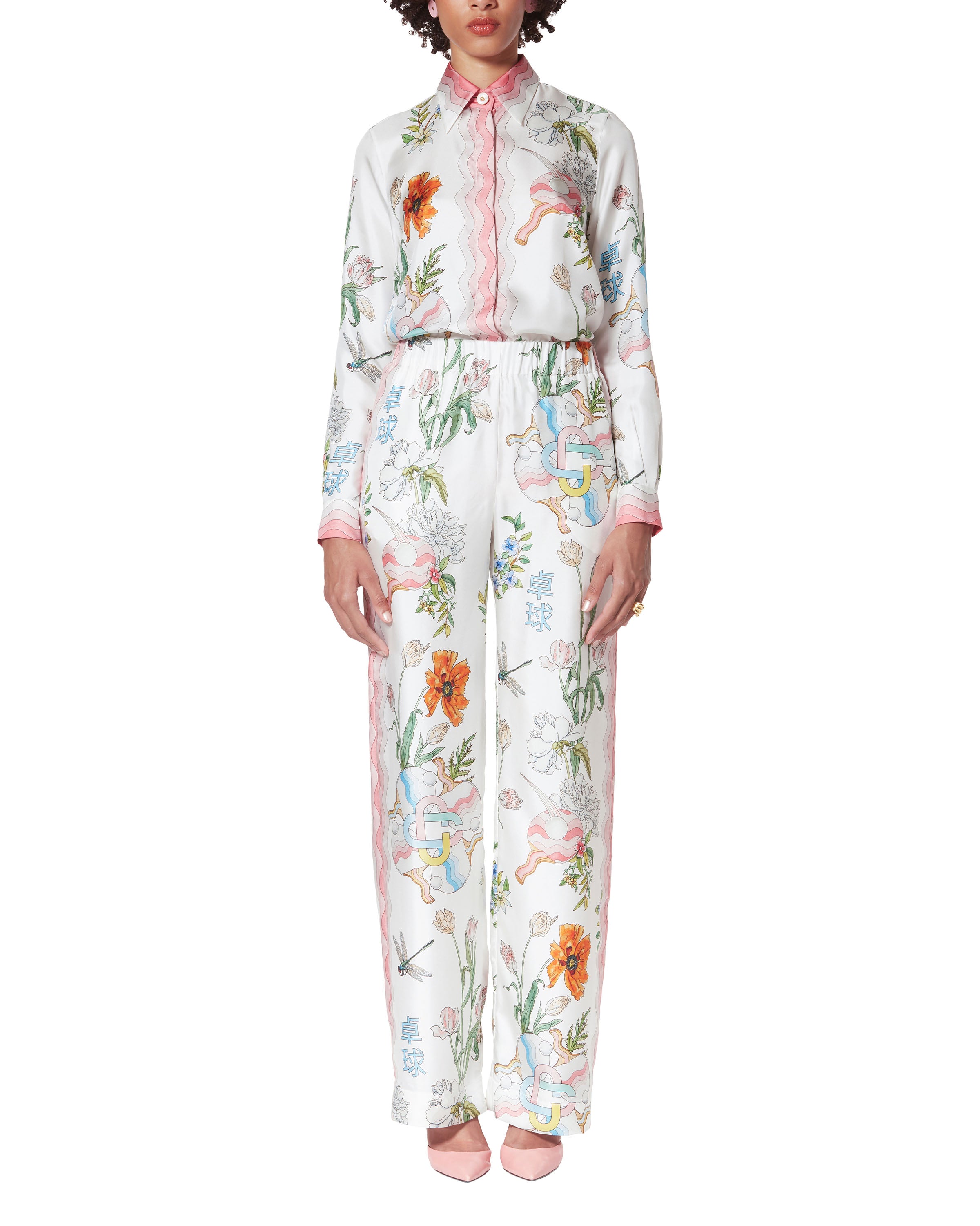 Ping Pong Fleurie Jour Silk Trousers