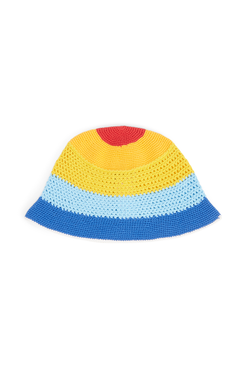 GUCCI Authentic Woven Multicolored Rainbow Bucket Hat Unisex