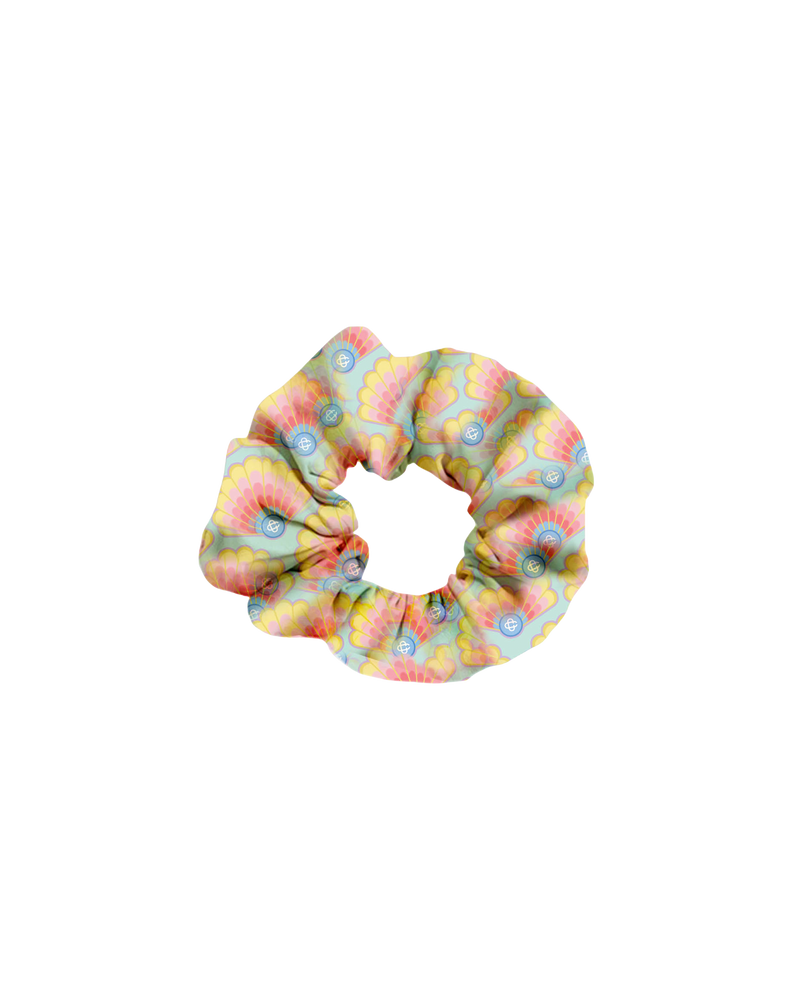 Rainbow Shell Silk Scrunchie