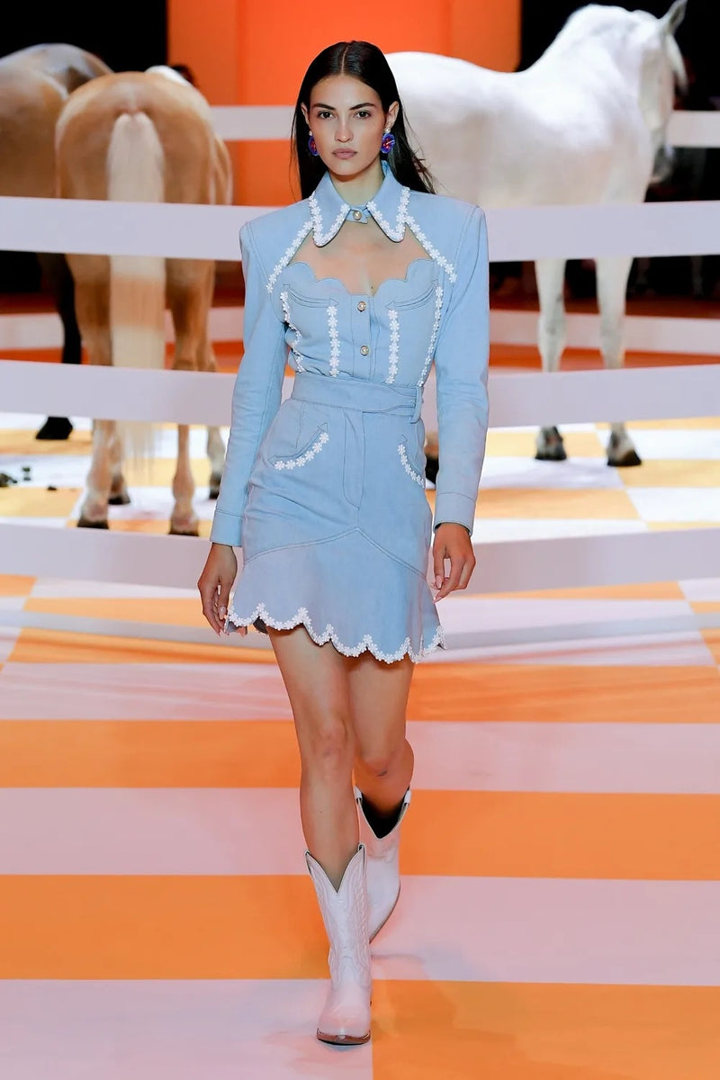 Louis Vuitton Bleached Denim Mini Skirt White. Size 42