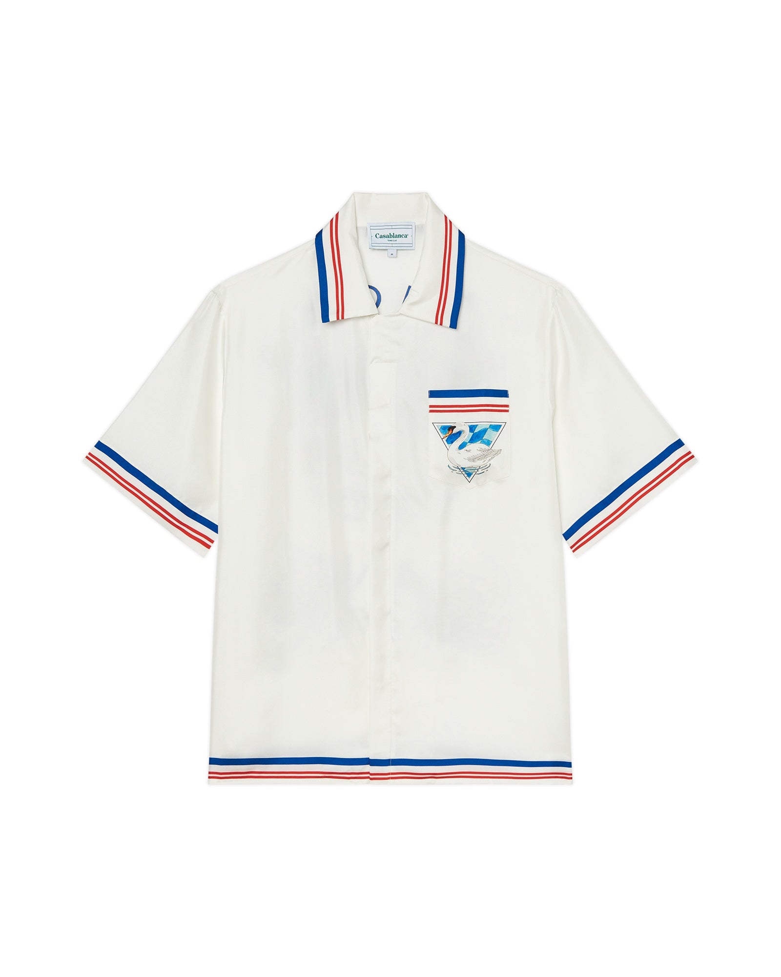 Casablanca Par Avion Cuban Collar Short Sleeve Silk Shirt