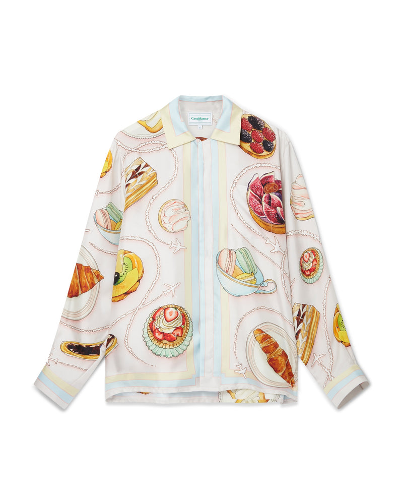 Patisseries En Vol Cuban Collar Silk Shirt