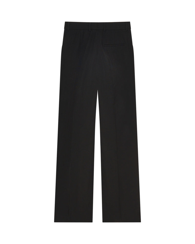 Black Silk Suiting Wide Leg Trousers