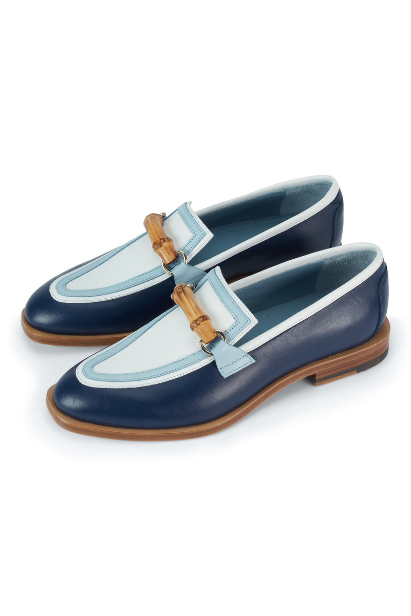 Navy & White Leather Loafer
