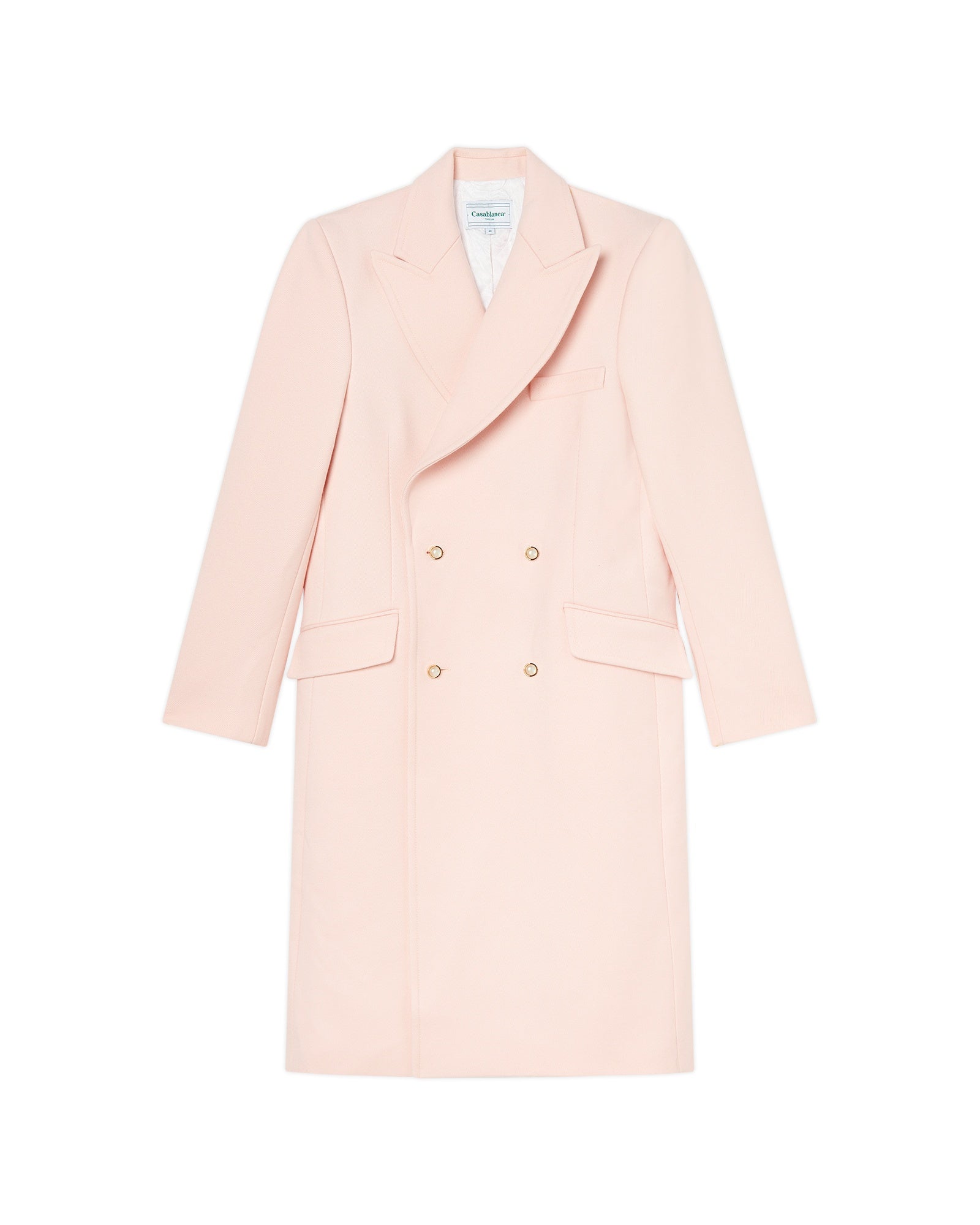 Pink Nativa Wool Double Breasted Overcoat | Casablanca Paris ...