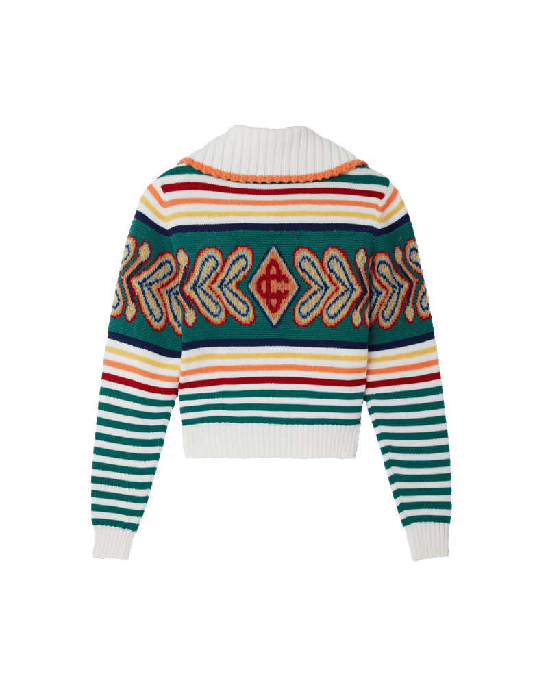 CASABLANCA Men's Multicolor Monogram Knit Zip Sweater