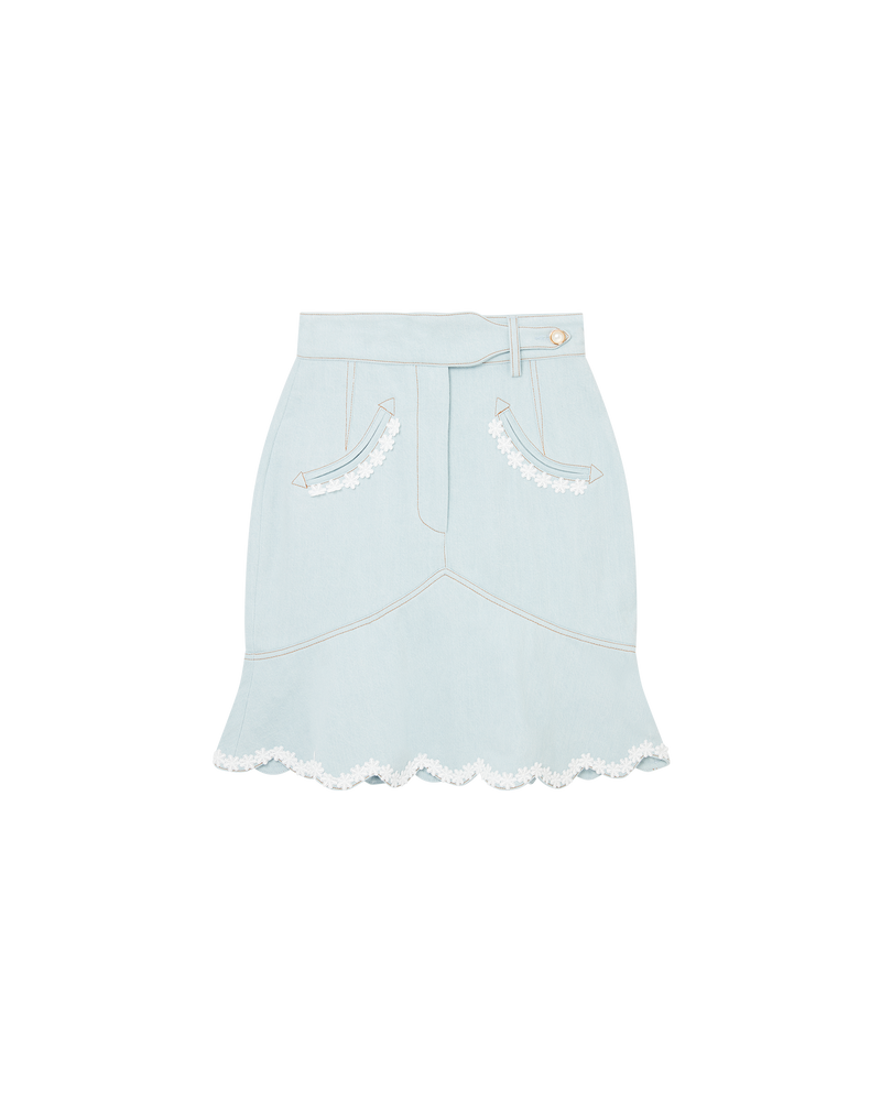 Louis Vuitton Bleached Denim Mini Skirt White. Size 40