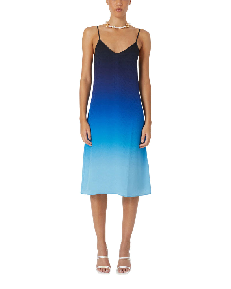 Casablanca Gradient Silk Slip Dress - Blue