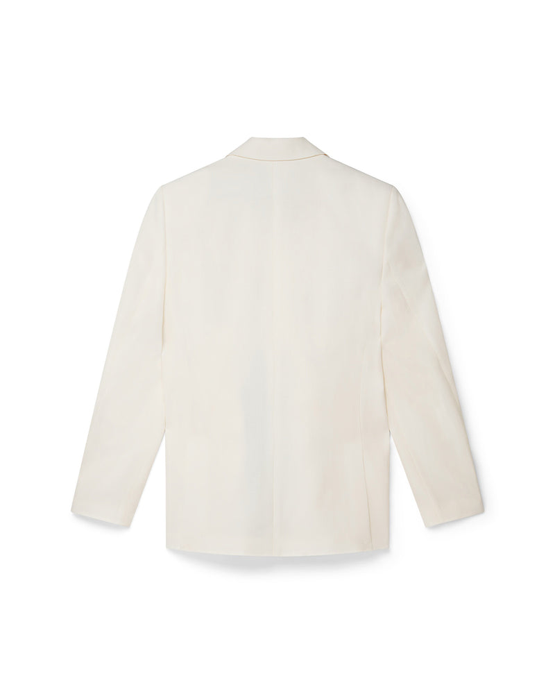Off White Contrast Lapel Double Breasted Blazer