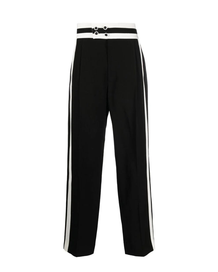 Black High Waisted Cummerbund Trousers