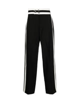 Black High Waisted Cummerbund Trousers