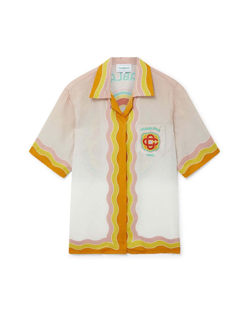 Silk-satin Hawaiian Shirt with Monogram Print